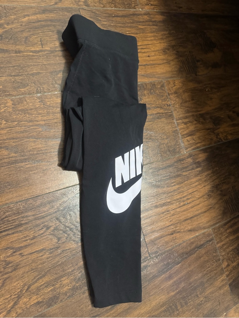 Nike Black Leggings with White Swoosh - Picture 2 of 3